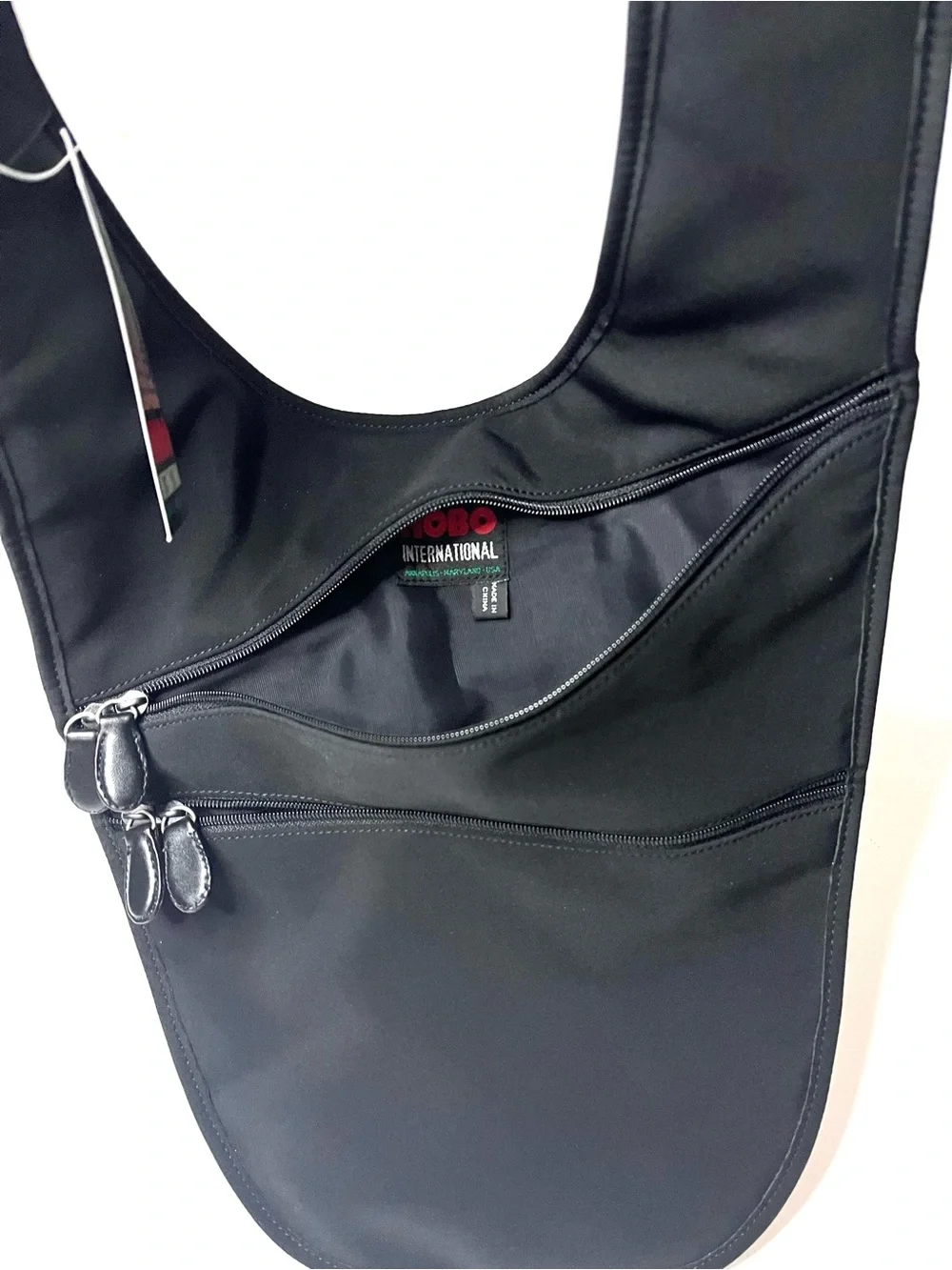 NWT Vintage Hobo International Unisex Black Nylon Crossbody Sling Body Bag